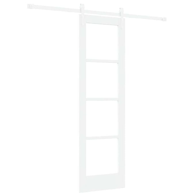 vidaXL - Schuifdeur - 61 - x - 198,5 - cm - Massief - grenenhout - en - glas - Wit