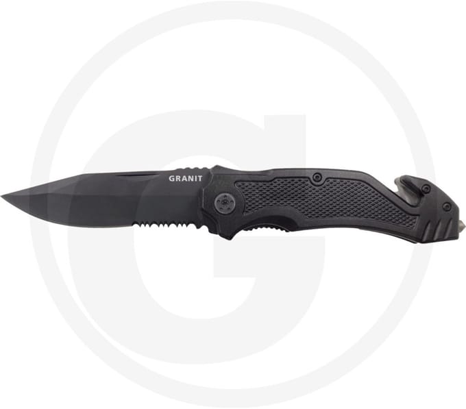 GRANIT BLACK EDITION Reddingsmes met mesvergrendeling