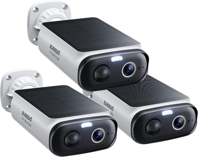 Bewakingscamera Buiten - Draadloze Camera Set - Huis Beveiligen - Zonne-energie Werking - 3 Stuks - Wit