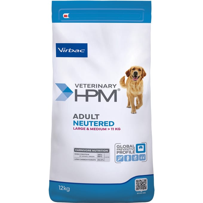 Virbac Veterinary HPM Volwassen hond Gecastreerd Large & Medium - 12 kg