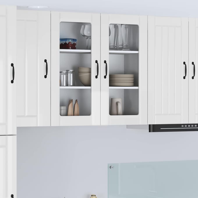 vidaXL - Wandglas - Kasten - LUCCA - Hoogglans - Wit - 80 - x - 31 - x - 80 - cm