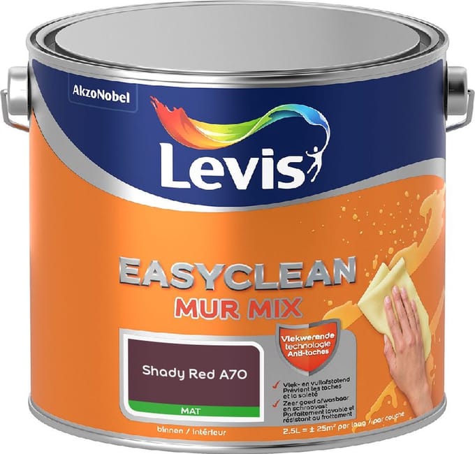 Levis - Easyclean Mur Mat Mix - Shady Red A70 - Mengverf - 2,5 L