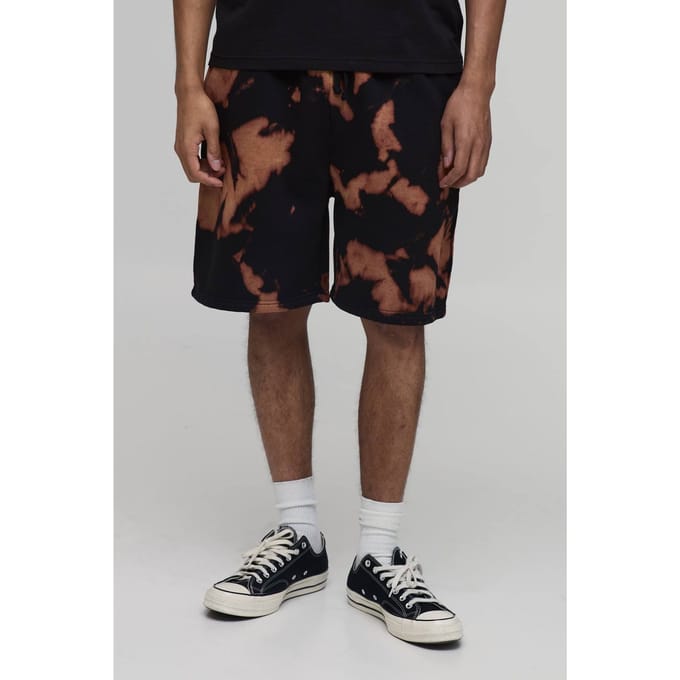 Relaxed Fit Tie Dye Jersey Short | Washed Black | Size Small