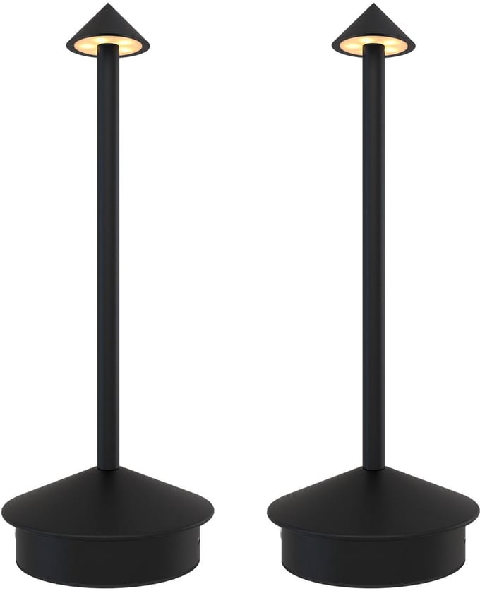 Ledvion - 2x Oplaadbare Tafellamp Alba - LED - Zwart - Dimbaar - IP20 - USB