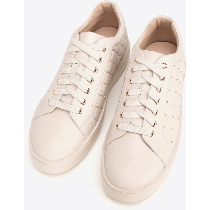 Wittchen Dames leren sneakers met gewatteerde bovenkant, crème, natuurlijk leer