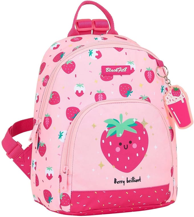 BlackFit8 Peuterrugzak Aardbei - 28 x 24 x 5 cm - 100% gerecycled Polyester