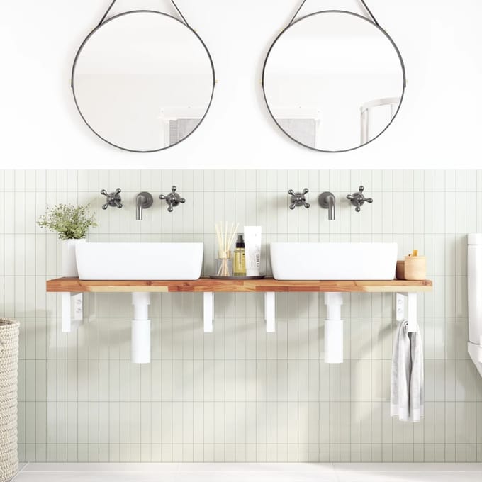 vidaXL - Badkamer - wandschap - staal - en - massief - acaciahout