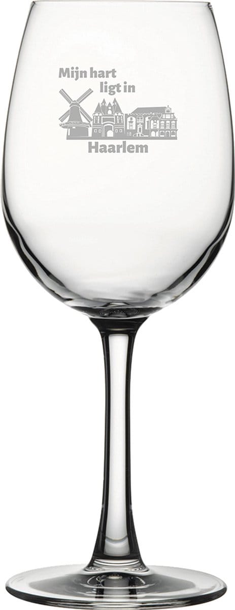 Gegraveerde witte wijnglas 36cl Haarlem
