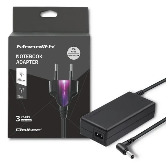 Qoltec laptopvoeding voor Asus 90W |   19V |   4.9A |   5.5*2.5 |   Stroomkabel