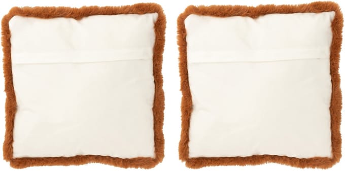 J-Line kussen Eekhoorn - polyester - bruin/gebroken wit - small - 2 stuks
