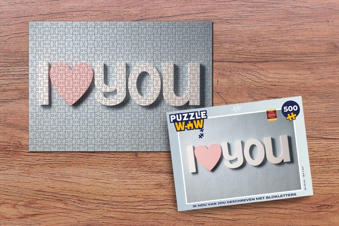 Puzzel Ik hou van jou geschreven met blokletters - Legpuzzel - Puzzel 500 stukjes