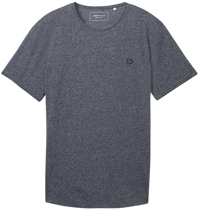 Tom Tailor Denim - T-shirt met gemêleerde look - Maat XL - sky captain blue