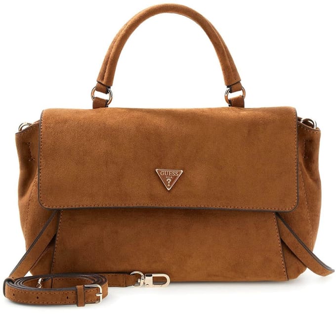 GUESS schoudertas handtas Devon Top Handle Flap Cognac bruine