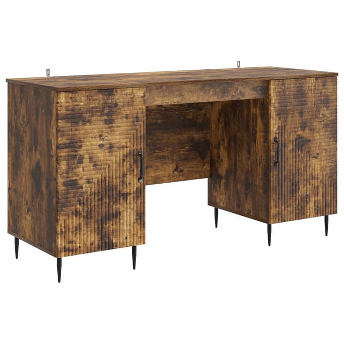 vidaXL - Bureau - Gerookt - eiken - 142,5 - x - 50 - x - 75 - cm - Bewerkt - hout