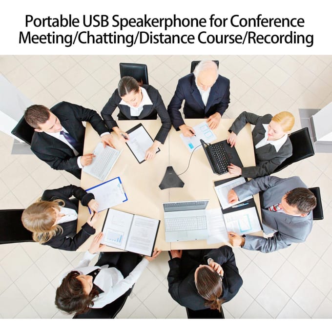 Draagbare USB-luidspreker voor conferenties, desktopcomputerconferenties, omnidirectionele condensator zwart