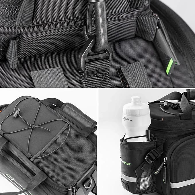 Rockbros A6-03BK bicycle bag for trunk 35 l with fold-out pockets - black