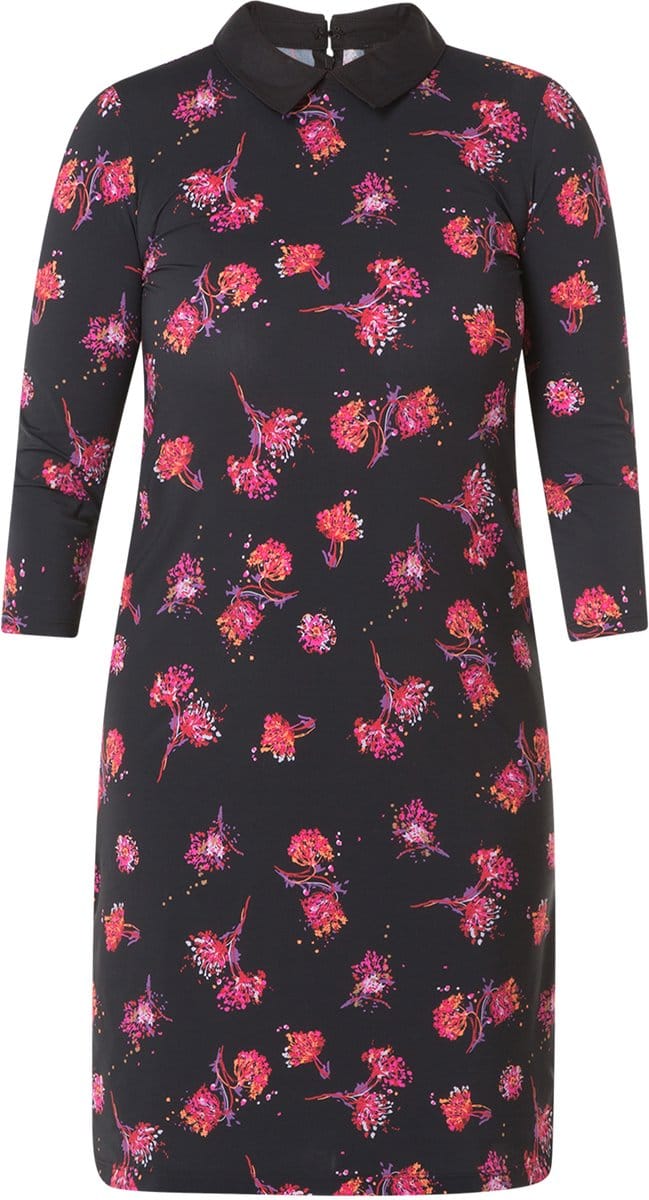 Jurk Yesta print uni kraagje 105CM