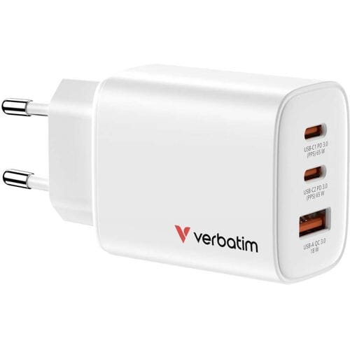 Verbatim Essentials Gan 65W Oplader Voor Telefoons En Laptops Met Pd-Technologie