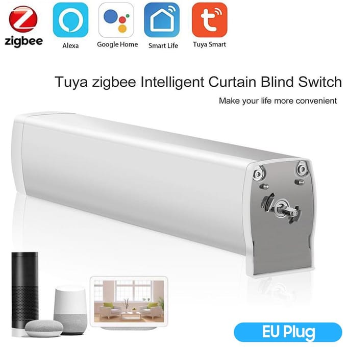 Tuya Smart Zigbee Elektrische Gordijnmotor WiFi App Slimme Timing Afstandsbediening Werkt Met Smart Life EU Plug gray