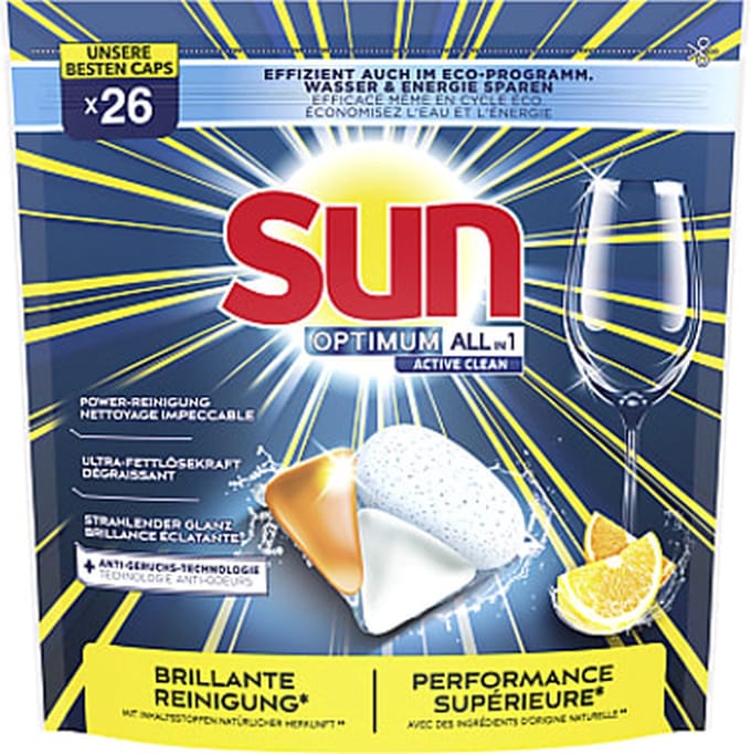 SUN Optimum Citrus All-in-1 Vaatwastabletten - 26 tabletten Lemon