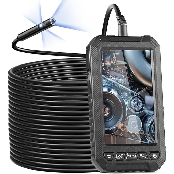 Endoscoop Camera met Verlichting Drievoudige Lens Borescope 49.2FT Kabel 5  Scherm