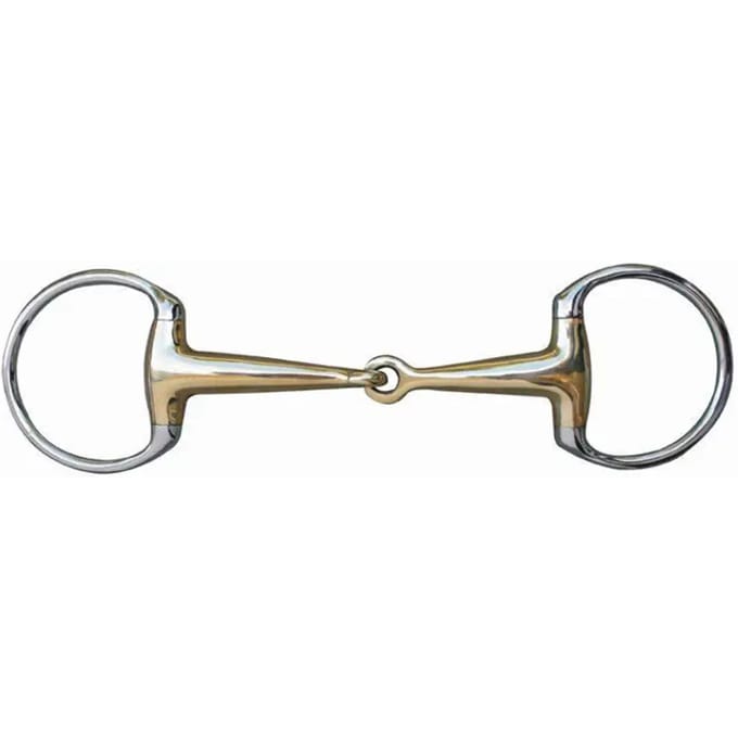 Mors olijf voor paard maillechort en RVS ringen HKM 16 mm