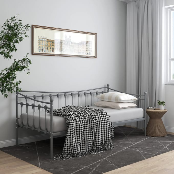 vidaXL - Slaapbank - metaal - grijs - 90x200 - cm