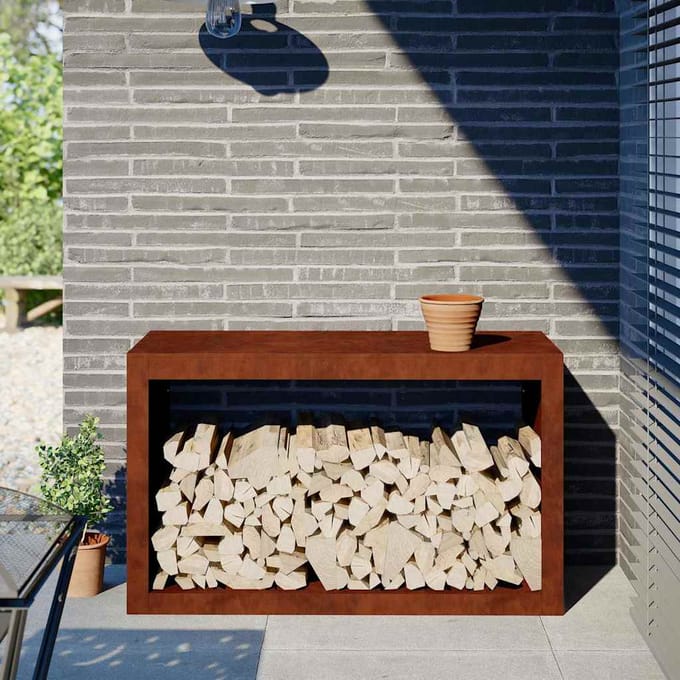 vidaXL - Brandhoutrek - 100x40x60 - cm - weervast - staal
