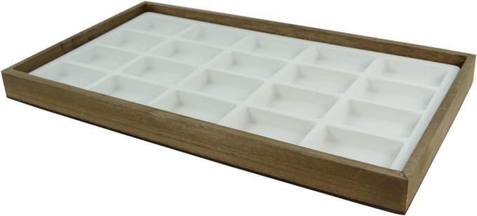 Opbergbak Hout - Display Tray - Sieraden Presenteren - Stapelbaar Ontwerp - 38x21.5x2.5 cm - Houtkleur