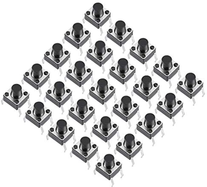 Mini-paneel Micro Schakelaar 6 x 6 x 7 mm - 25 Stuks Dip Push Button