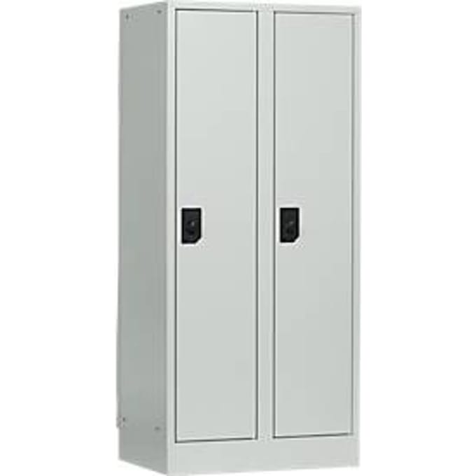 Schoollocker, compartimentbreedte 300 mm, veiligheidscilinderslot, 2 compartimenten, lichtgrijs/lichtgrijs