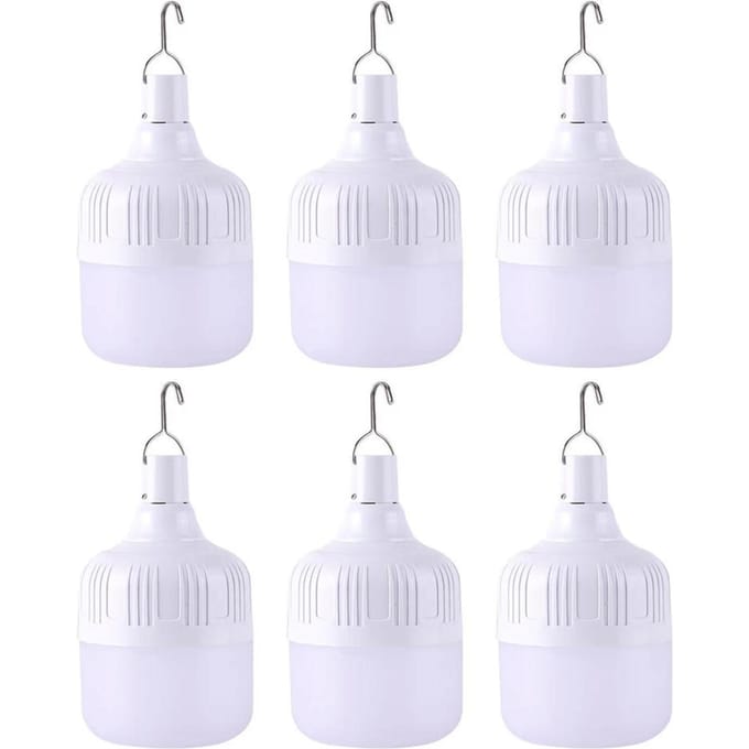 6-pack 60W LED-lamp Oplaadbare noodverlichting Waterdichte campinglamp met 3 lichtmodi voor wit