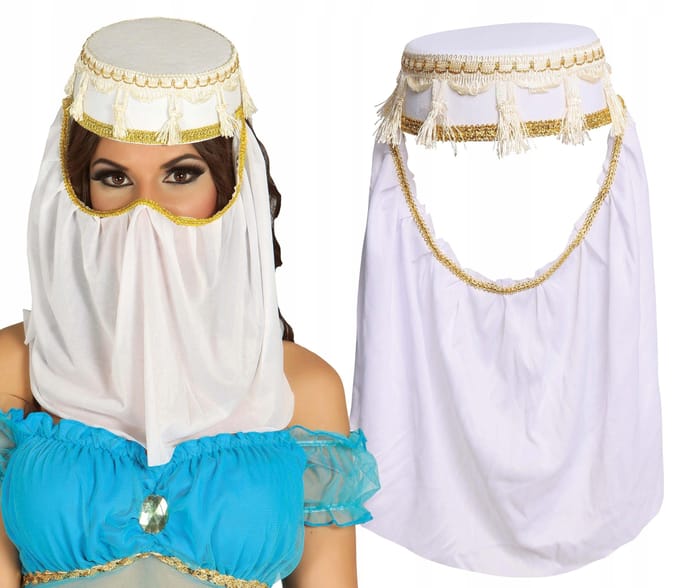 Chapeau Couvre-chef Princesse Arabe Danseuse du Ventre Cheikh Bal white