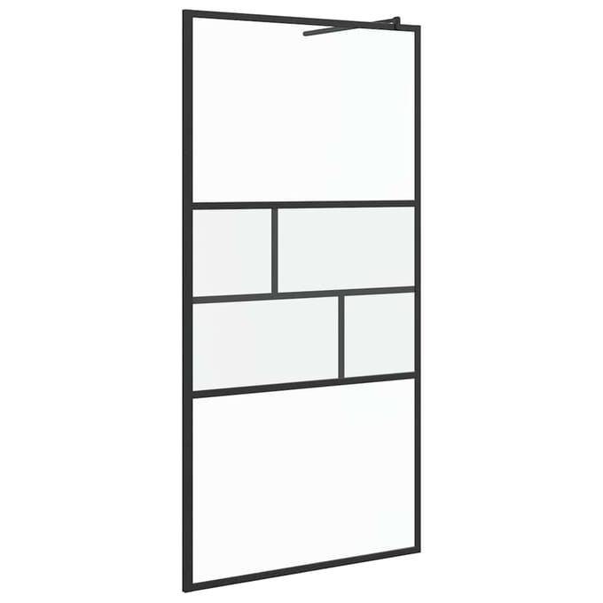 vidaXL - Inloopdouchewand - Zwart - 97 - x - 195 - x - 0,5 - cm - Glas - en - Aluminium
