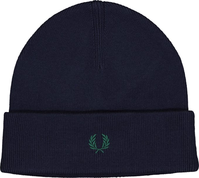 Fred Perry merino wol beanie muts - marine blauw