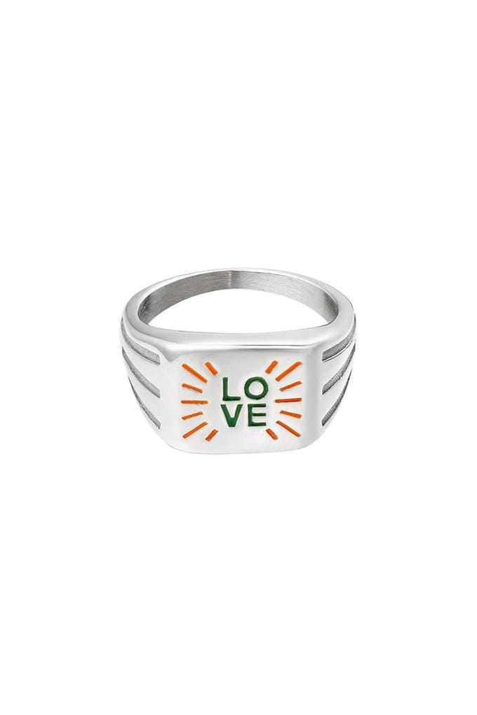 Stainless steel- ring -love expression- Silver -18-Moederdag cadeautje - cadeau voor haar - mama