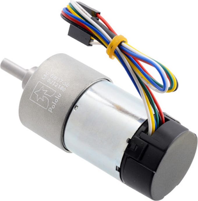 50:1 Metal Gearmotor 37Dx70L mm 24V with 64 CPR Encoder (Helical Pinion) Pololu 4693