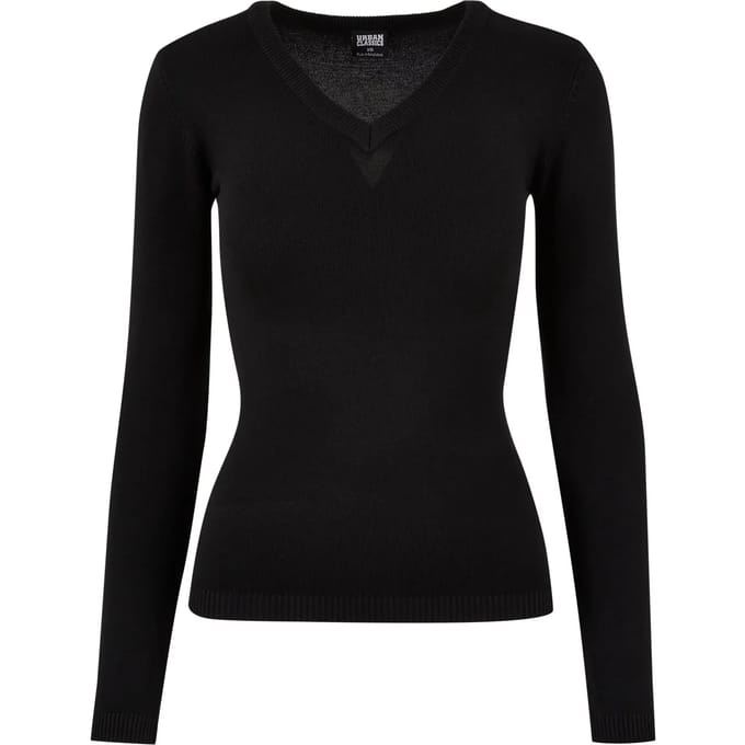 Urban Classics - Knitted VNeck Longsleeve top - 4XL - Zwart