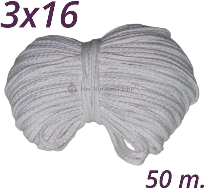 Kaars Lont | HNL 3x16 | 50 meter | Wick | Pit | Wiek | Kaarsenlont.
