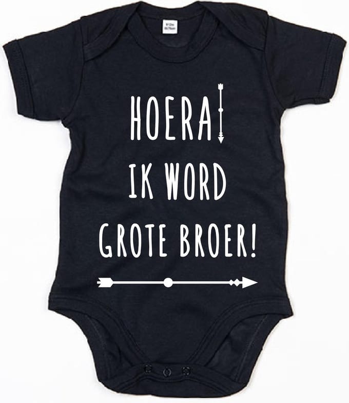 Rompertje Hoera Grote Broer-Zwart-3-6 Maanden