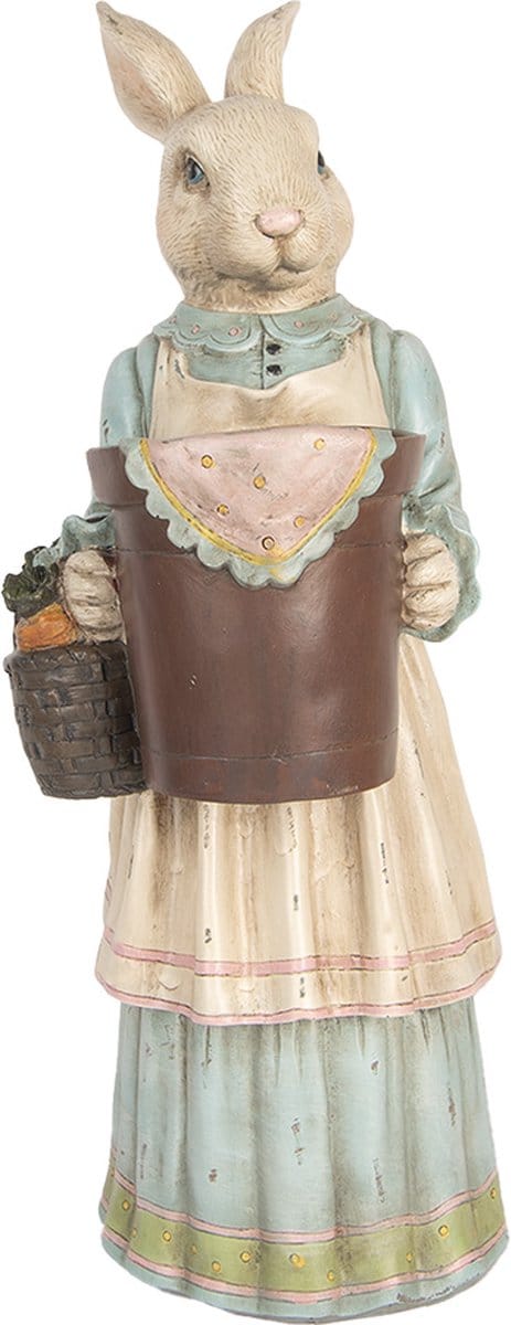 Clayre & Eef Decoratie Beeld Konijn 23x17x46 cm Beige Kunststof