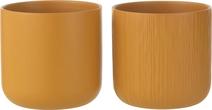 J-Line bloempot Gen - keramiek - oker - large - 2 stuks - Ø 18.5 cm