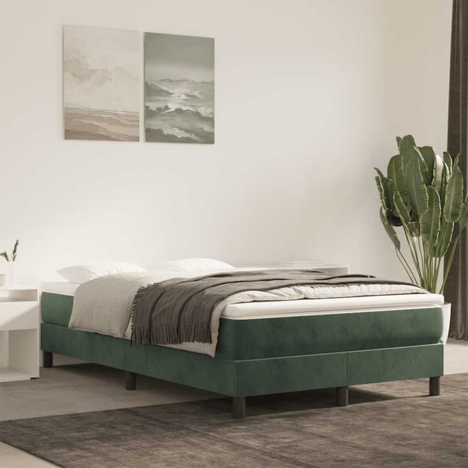vidaXL - Pocketveringmatras - medium - 120x220x20 - cm - fluweel - donkergroen