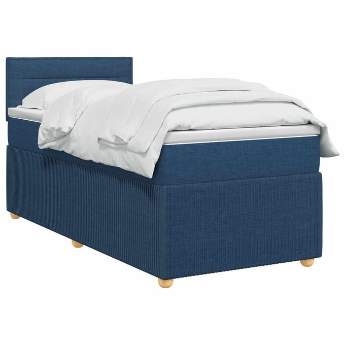 vidaXL - Boxspringbed - met - matras - met - hoofdeinde - Blauw - 100 - x - 200 - cm - Stof