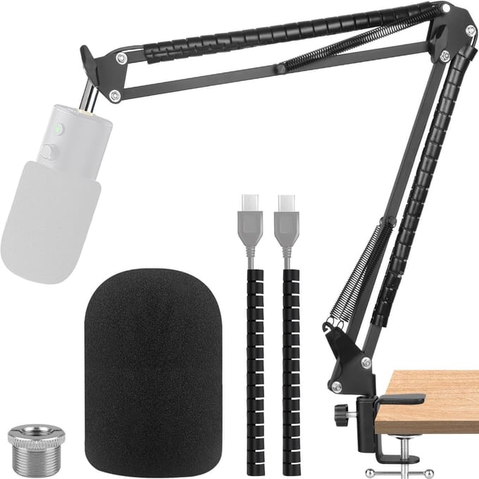 Dailygoody - Microfoon Boom Arm - Microfoonstandaard met Popfilter - Geschikt voor Uitzending en Opname - Inclusief Foam Windscherm - Ideaal voor Podc