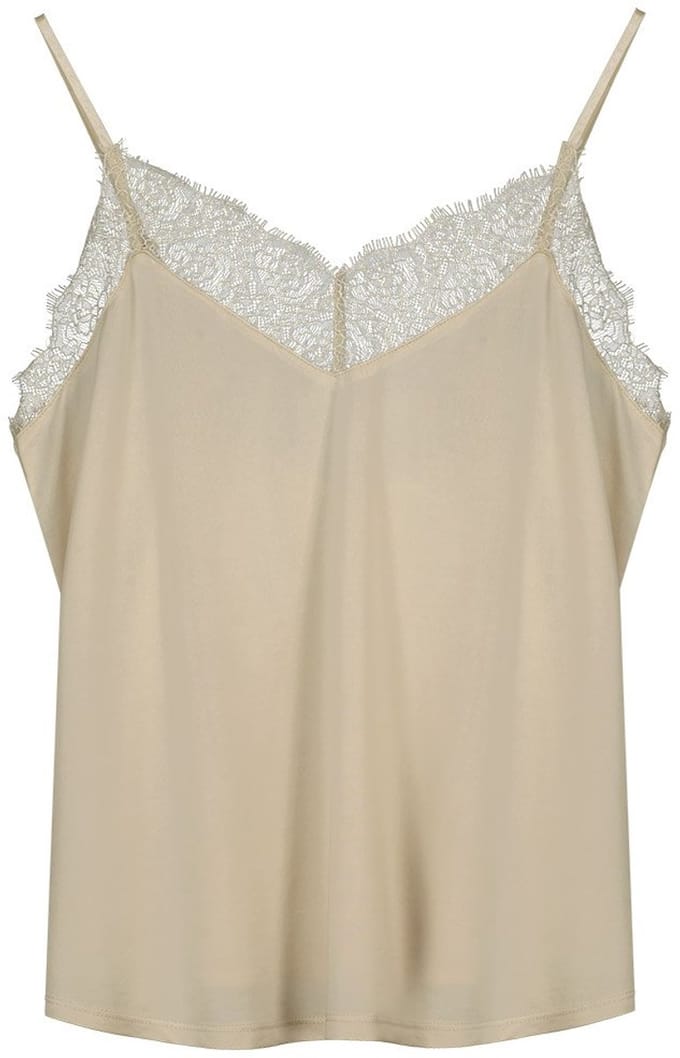 Only Lsuhoney Cupro Mouwloos T-shirt Beige L Vrouw