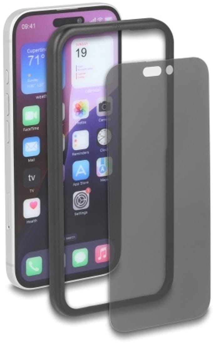 Delock Screen Protector Privacy Glass for iPhone 16 / Tempered-Glass Anti Spy 4 Ways privacy protection with easy installation tool