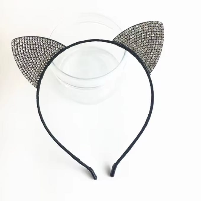 New Age Devi - Betoverende zwarte diadeem - Katten oortjes verkleed accessoire