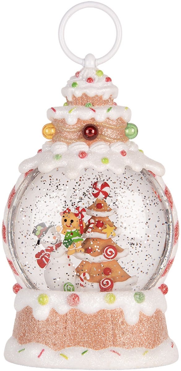 Clayre & Eef Kerstdecoratie met LED-verlichting en muziek 13x8x22 cm / 3xAAA Wit Kunststof