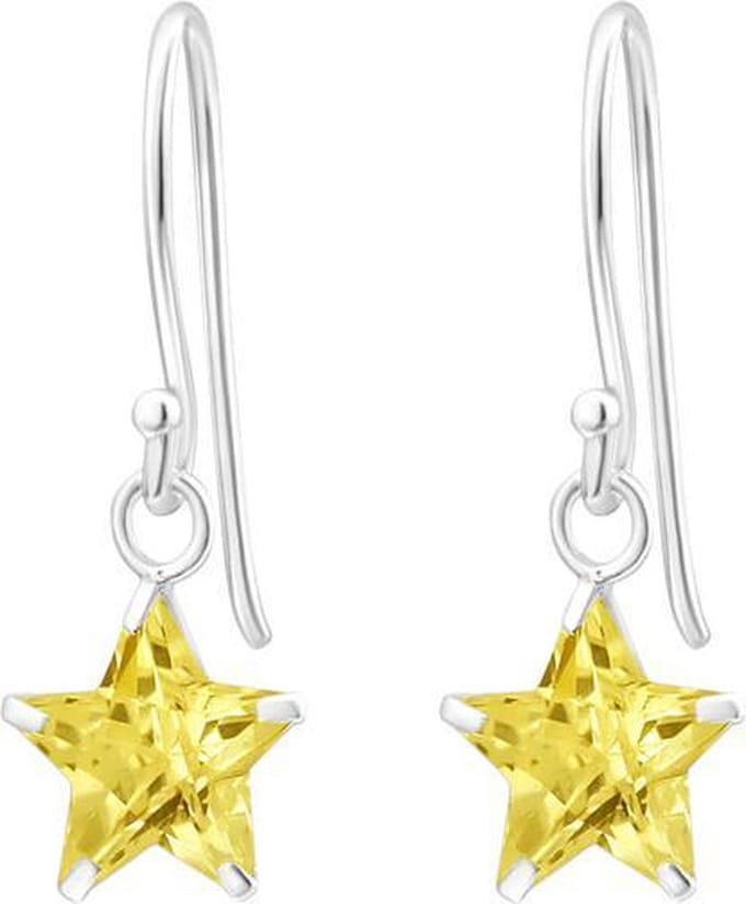 Montebello Oorbellen Ada Yellow - 925 Zilver E-Coating - Ster - 8mm - 23mm